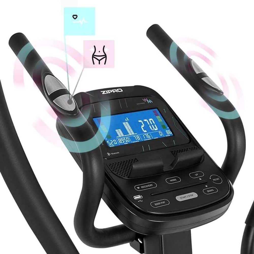 Zipro Ergometer Crosstrainer Heat WM – Weißer Ellipsentrainer mit App Elektrischer Widerstand Bis 150kg Belastbar & Leise für Zuhause