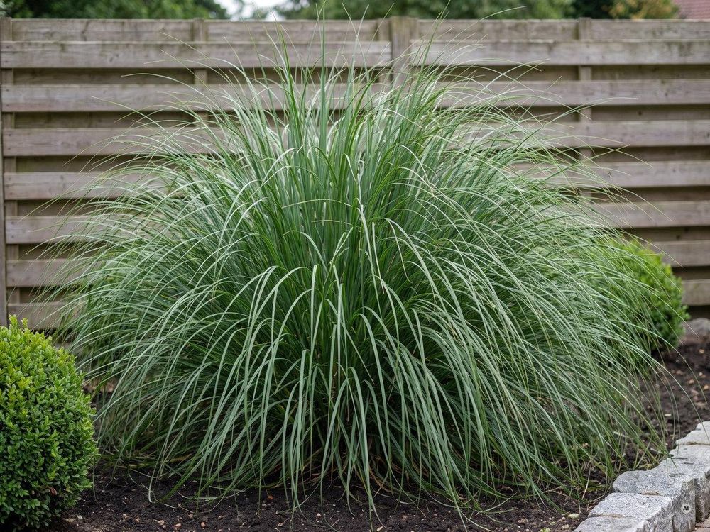'Rosea' im Sommer, voller grüner Laubhorst noch ohne Blütenwedel