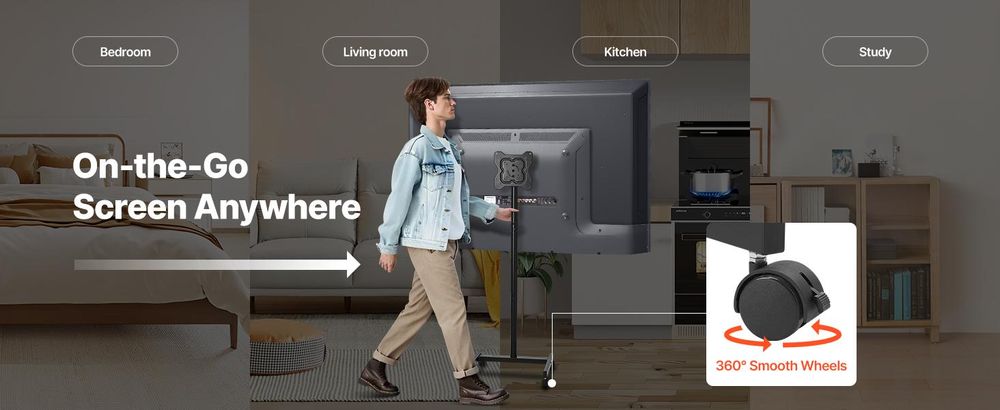 VEVOR TV Halterungen Rollbarer TV-Ständer für 431,8–1397 mm große Flach- und Curved-Fernseher bis 20 kg (max. VESA 200 x 200 mm)