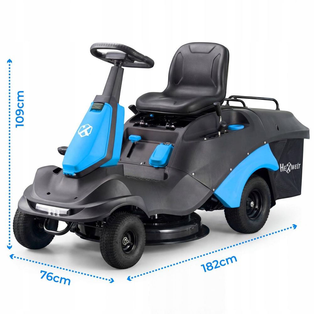 Tracteur tondeuse HEXWELT 224 cm³ largeur de coupe 66 cm bac 150 L avec aérateur