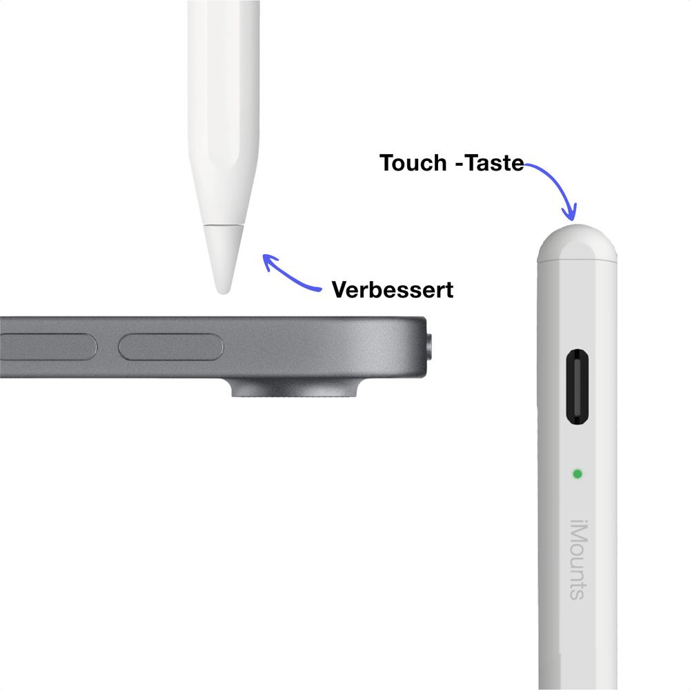 iMounts Apple Pencil Alternative – iPad Stift mit USB-C – Kompatibel mit iPad Mini, Air, Pro - Magnetische Pencil Stift