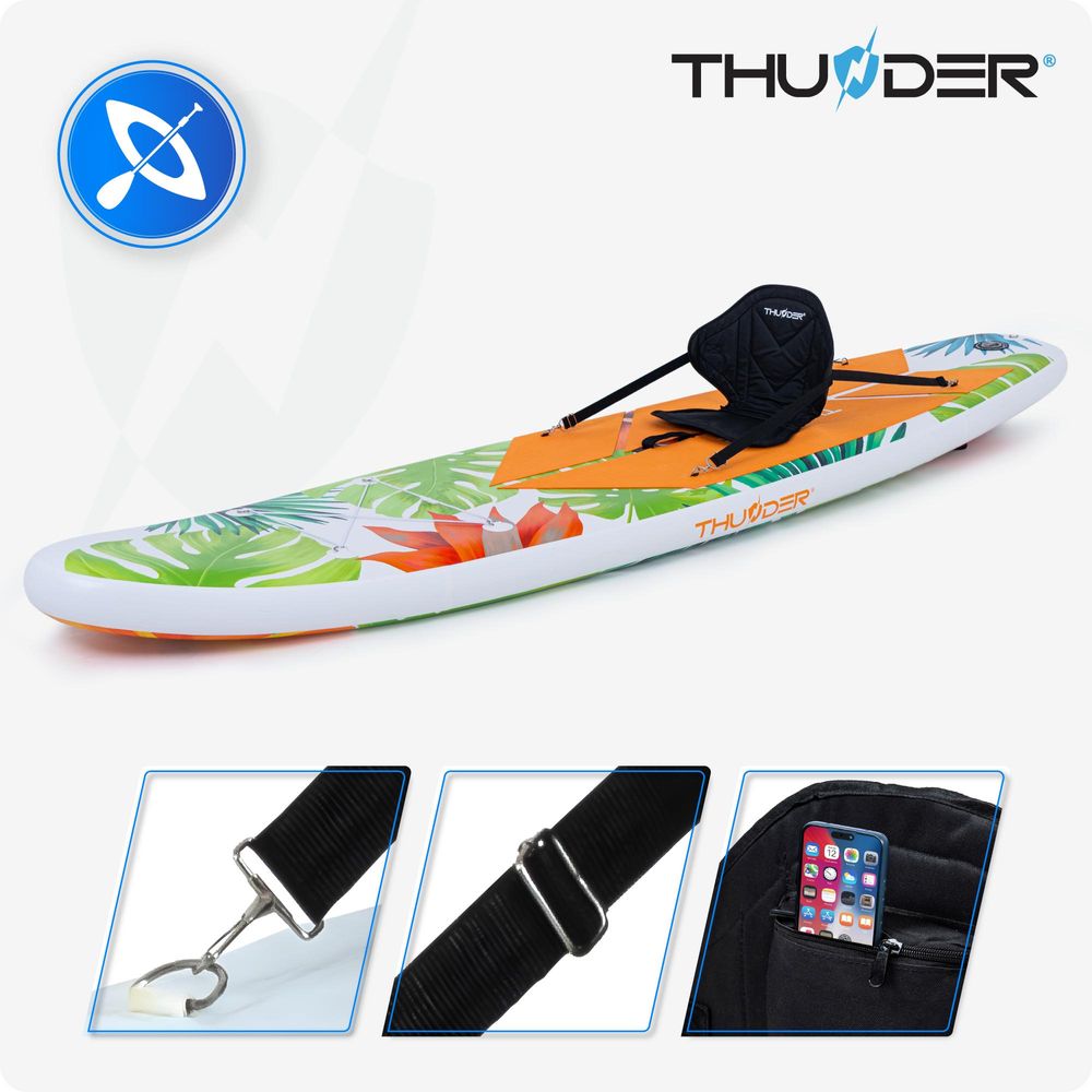 THUNDER Tropi-Light Stand Up Paddle Board 350x81x15cm Grün Orange Weiß bis 150 kg