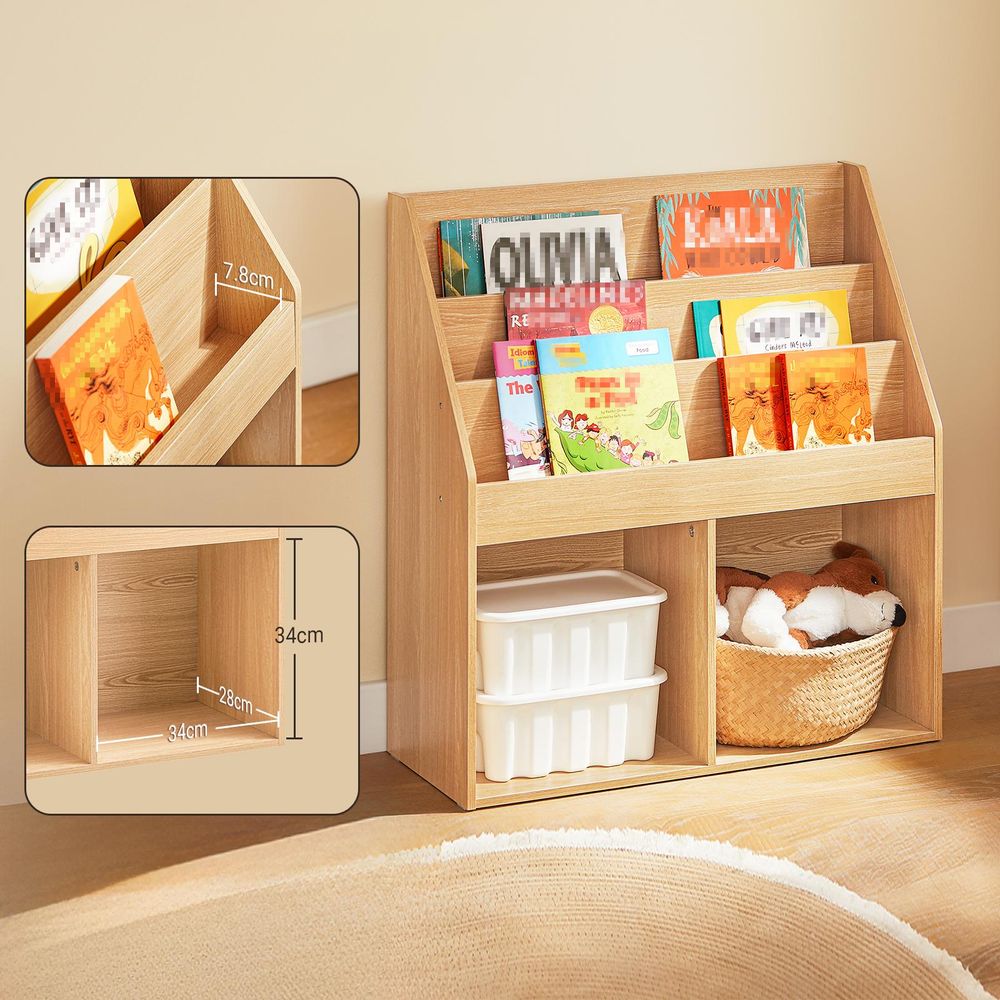 SoBuy Kinderregal mit 2 Regalen Aufbewahrungsmöbel Naturholz Skandinavisch KMB01-N