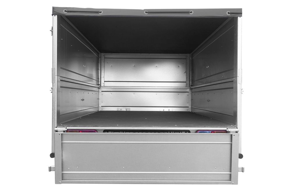 Kippbarer Pkw Anhänger GARDEN TRAILER 200 KIPP mit zusätzlichen Bordwänden, Stützrad und Flachplane