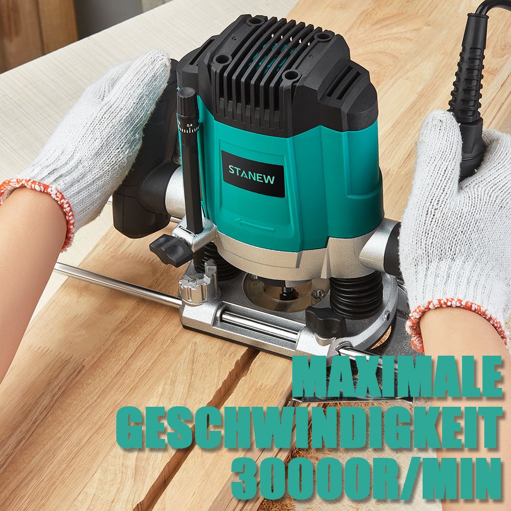 STANEW Oberfräse (1200 W, 6 Geschwindigkeiten 16000-30000 U/min, Ø 6 und 8 mm), Professional Vertical Fresatrice für Holzbearbeitung, Holzfräsmaschine