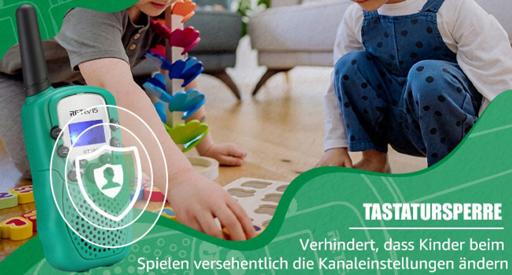 Retevis RT388 Walkie Talkie Kinder, Tastensperrer, sicheres Funkgerät, 8 Kanäle, Reichweite, Geschenke Spielzeug für Jungen Mädchen, Abenteuer Camping