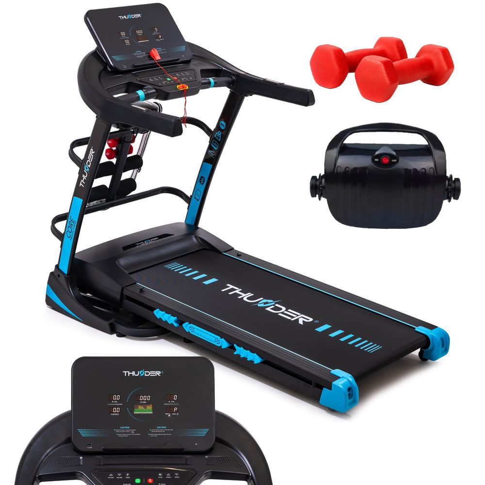 Laufband - THUNDER® CORE-DS-BLACK - 3,5 PS Motor 20 km/h 22 Stufen Steigung Massagegerät Hanteln