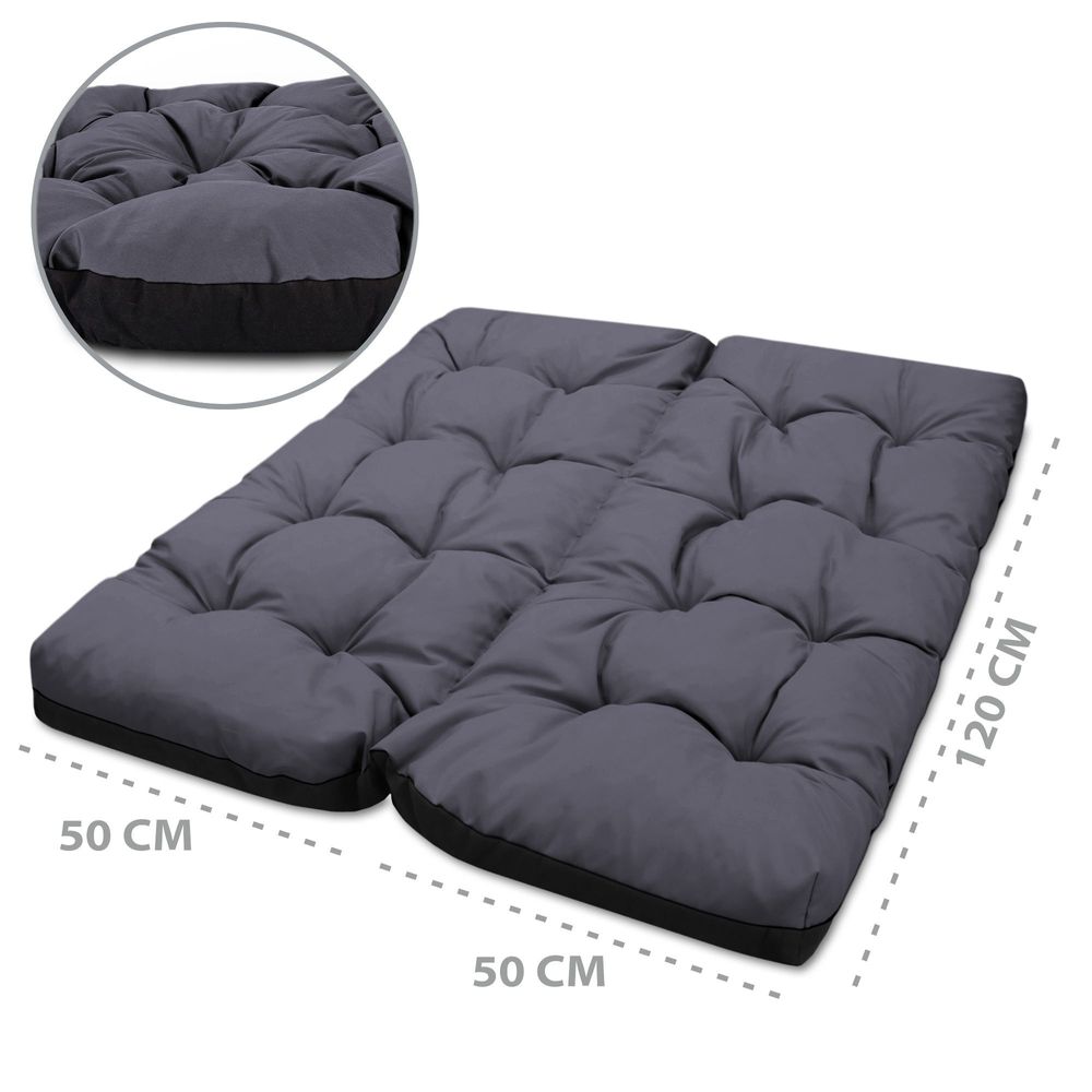 Palettenkissen und Bodenkissen für Palettensofa, Rückenkissen Bett 120x100 cm – Bequeme Europaletten Auflagen, Ideal für Innen und Außen Nutzung, graphit