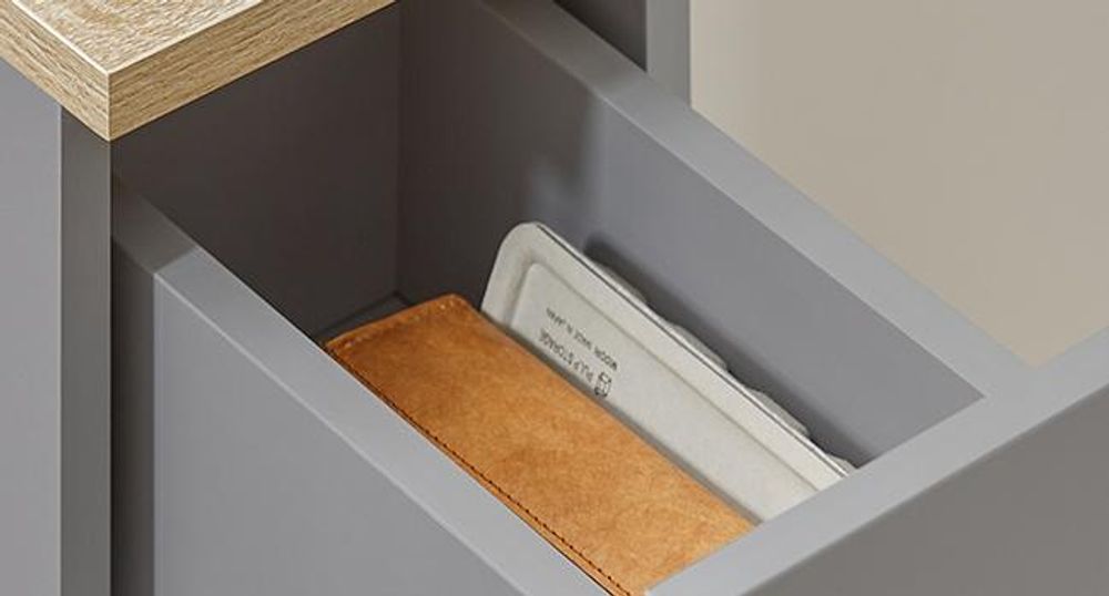 SoBuy Nachttisch schmal Nachtschrank kleiner Beistelltisch 20cm Breite mit Schublade für Schlafzimmer Wohnzimmer kleine Räume Hellgrau FBT111-HG
