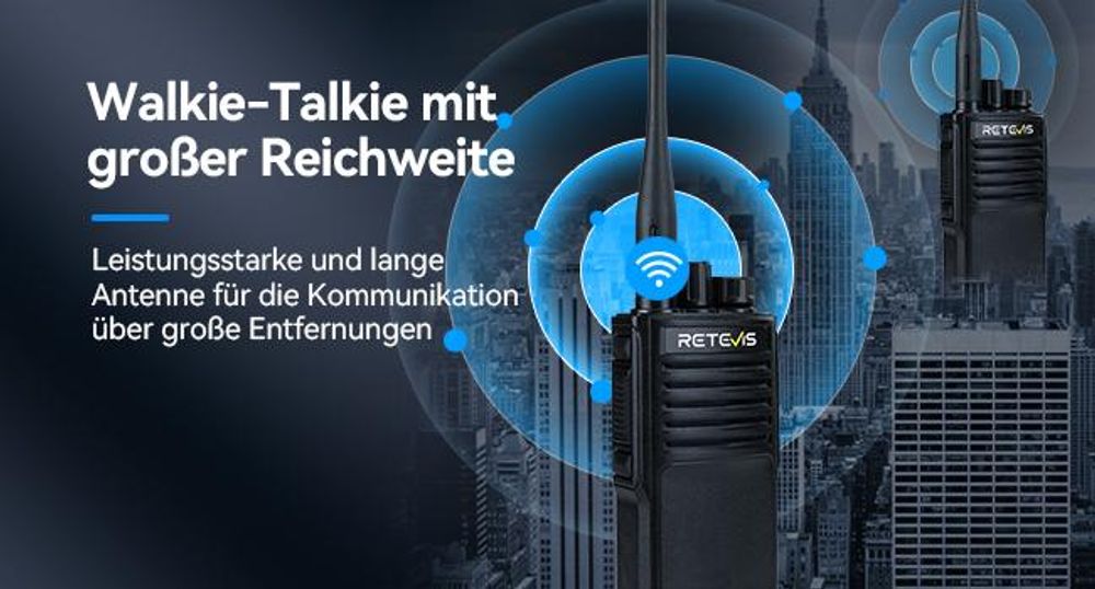 Retevis P62 Walkie Talkie Wasserdicht IP68, Langstrecken Funkgerät mit Lautsprechermikrofon, Dual Band Mann-Down-Alarm, 2500mAh Profi Funkgeräte Set