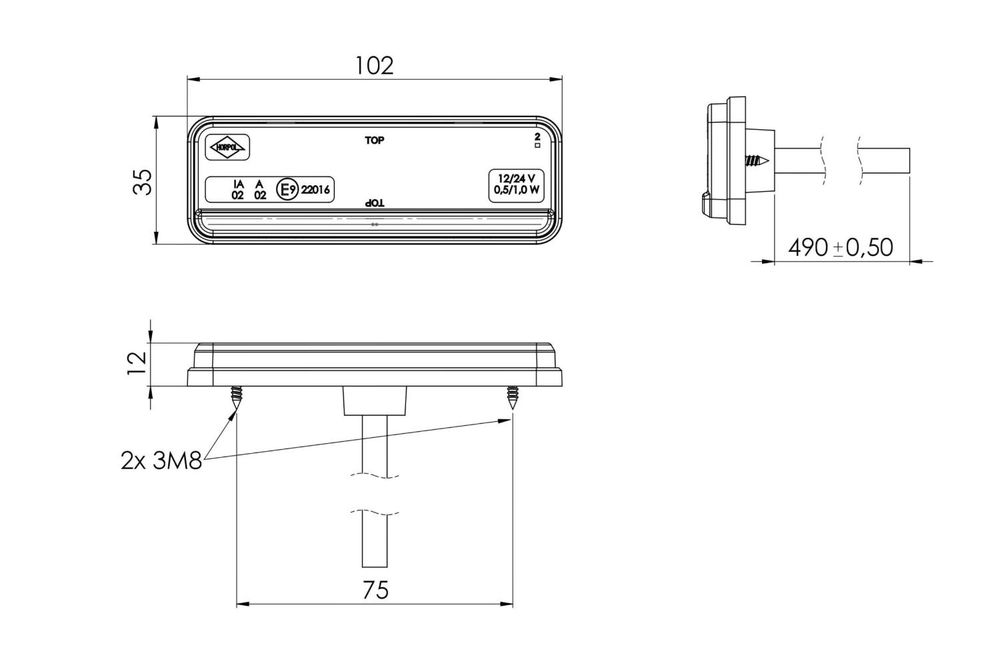 HORPOL LD 2437 LED obrysové svetlo červené univerzálne SLIM