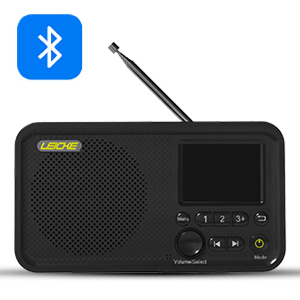 LEICKE tragbares DAB+ Radio mit Bluetooth 5.0 |UKW Radio, 2,4" Farbdisplay, 80 Voreinstellungen, Küchenradio mit Adapter und 4000mAh Akku, MicroSD/TF.