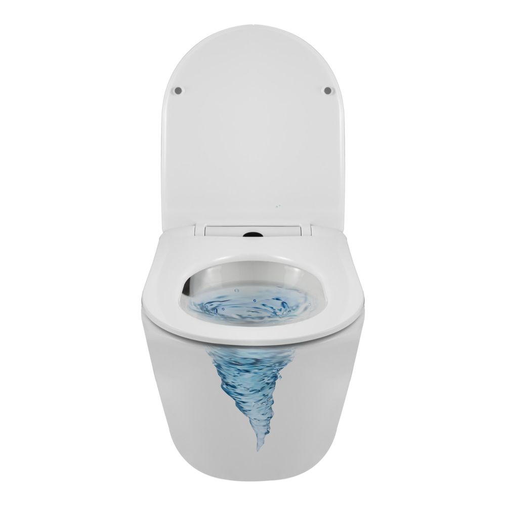 Keramik Hänge-WC mit Tornado-Spülsystem spülrandlos mit WC-Sitz Absenkautomatik
