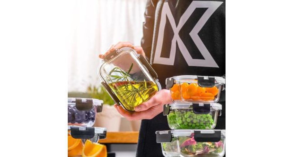 KADAX | 12er-Set Glasbehälter mit Deckel | Vorratsdosenset 320–1040 ml | luftdichte & auslaufsichere Lunchboxen, Meal Prep Boxen