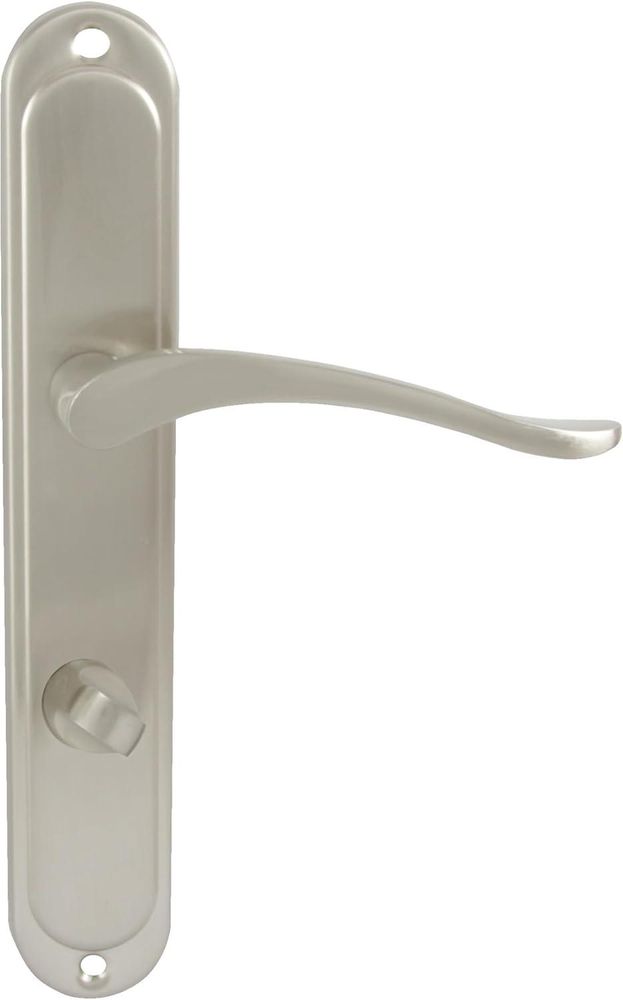 DOMINO Türgriff 78 Drückergarnitur WC - Badezimmer Set | Links & Rechts Türbeschlag für WC/Badezimmertüren | L-Form | Türbeschläge aus Aluminium | Nickel Türdrückergarnitur| BALLEN M9