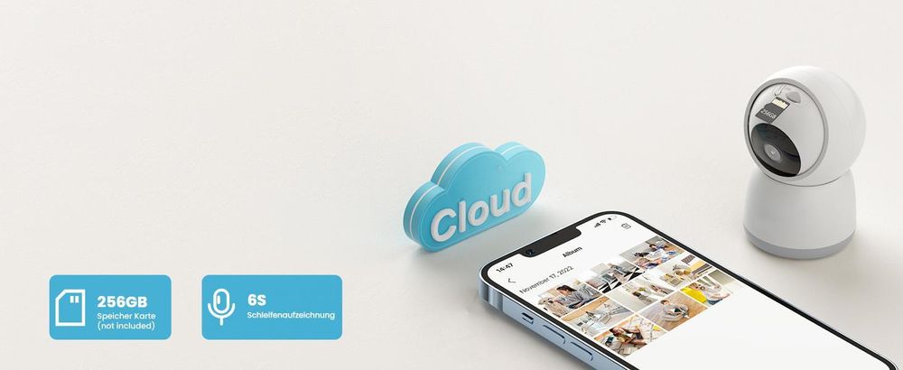 Überwachungskamera 4 Stück, Schwenkbar 360°, WLAN 2.4/5GHz, KI Personenerkennung, Auto-Tracking, Indoor für Baby, Kinder, Haustiere, 15M Nachtsicht