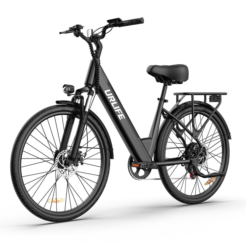 URLIFE E26 Elektrofahrrad in Schwarz mit Gepaecktraeger