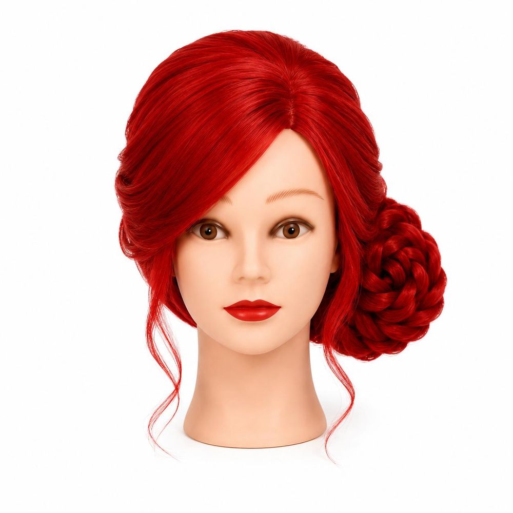 Tête à coiffer d'apprentissage 90 cm Iza cheveux synthétiques thermorésistants + Trépied