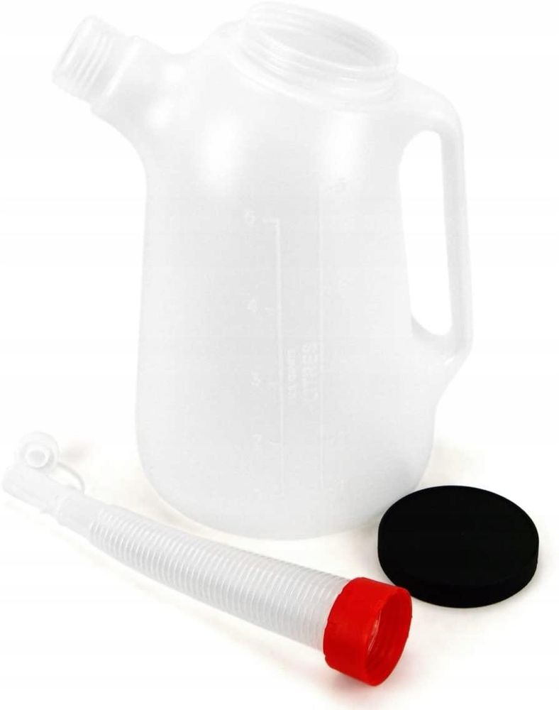 LUXTOM | Ölkanne, 5L Weiß, Füllkanne, Messbecher, Messkanne, Universalkanne, Messbecher, Einfüll-Kanne für Öl