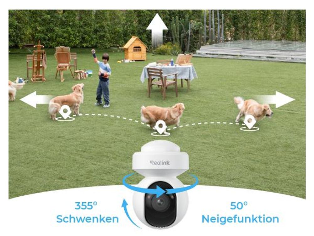 Reolink E1 Outdoor SE PoE, 4K 8MP PoE Überwachungskamera Aussen, 360° Abdeckung, Auto-Tracking, Farbnachtsicht, Personen/Fahrzeug/Tiererkennung, IP65