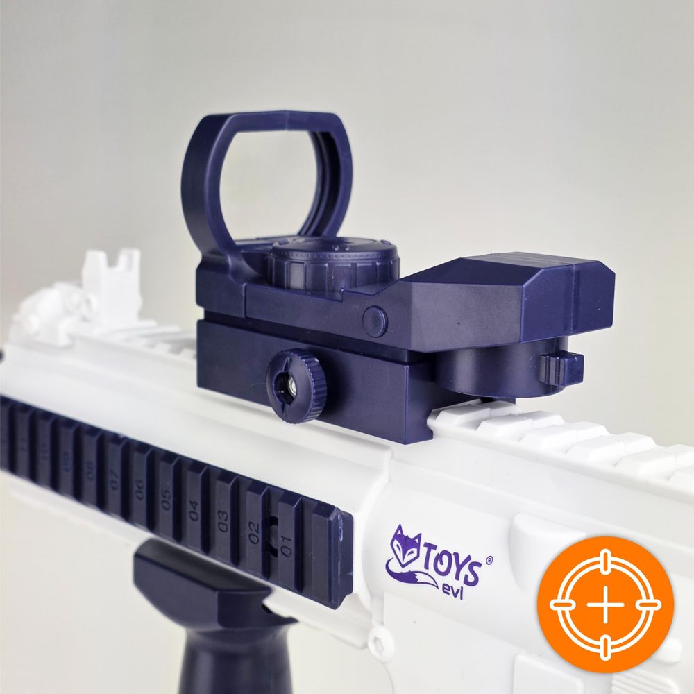 EVI TOYS HYDRO M416 Elektrische Wasserpistole Automatisch, 10m Reichweite, USB Akku, Zubehör-Set, Wasserspielzeug Kinder & Erwachsene, Weiß-Blau