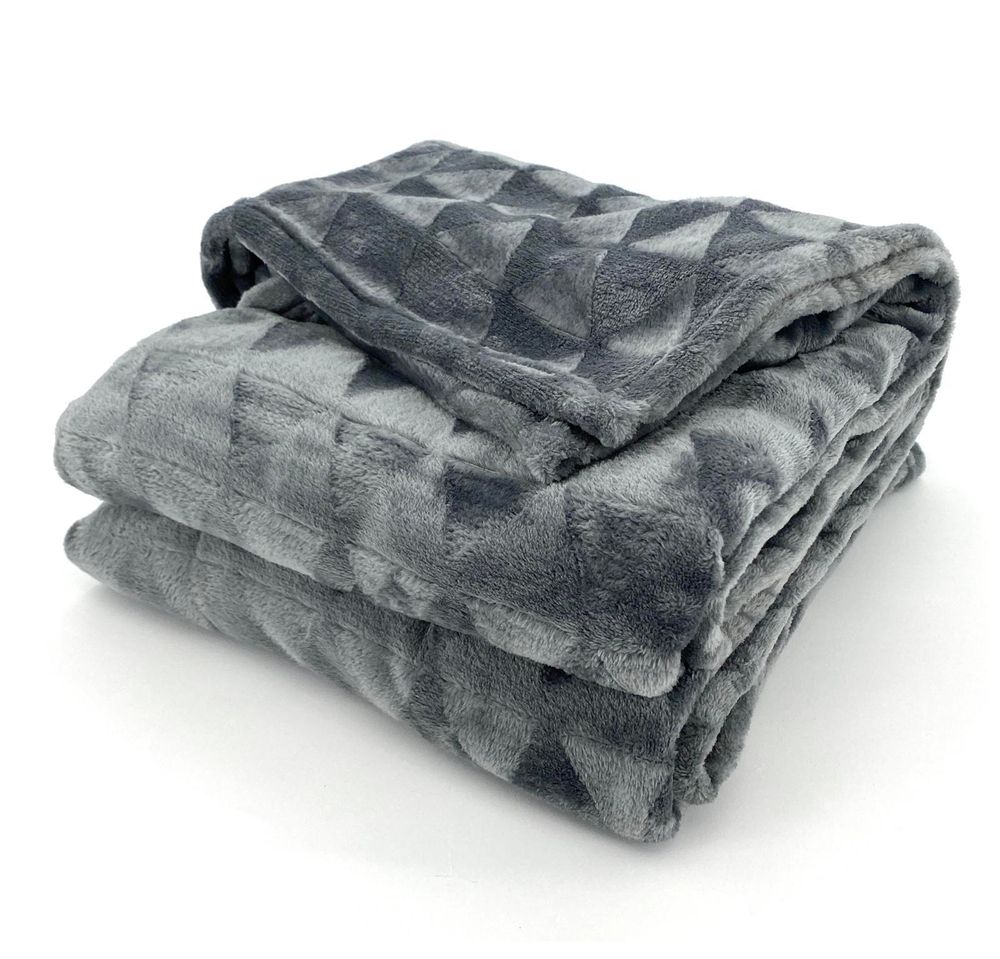 Heimtexland Hochwertige Flanell Kuscheldecke XL 200x150 cm Raute super flauschige Wohndecke Geschenkidee Geburtstag Weihnachten kuschelweich  Typ754 Silber Grau