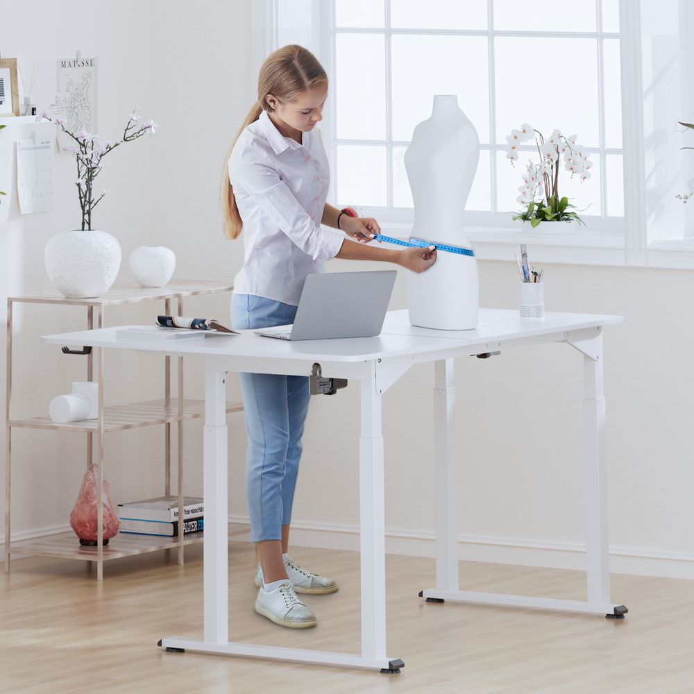 Dripex Schreibtisch elektrisch 180x110cm, L-förmiger Eckschreibtisch höhenverstellbar mit Dual Motor, Standing Desk mit 4 Beinen, Spleißbrett Weiß
