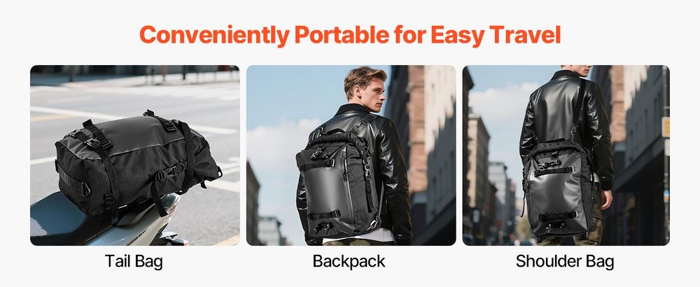 VEVOR Motorradhecktasche Rücksitztasche (30 L) mit wasserfester Regenabdeckung,