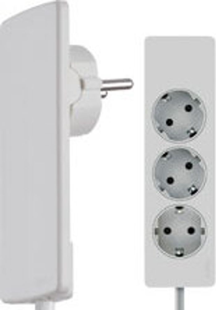 EVOline PlugFix - weiß - mit EVOline Express 3-fach Verteiler Kabellänge 1,5 m / Steckdosenleiste