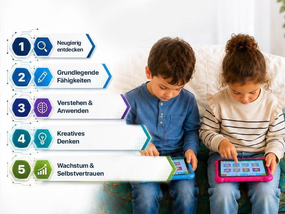 AngelTech Kindertablet PRO MAX - Android 15 - 4+3 GB RAM - 64+64 GB - Octa-Core-Prozessor - Schnelles 8 Zoll Kindertablet - Elterliche Kontrolle- Blau