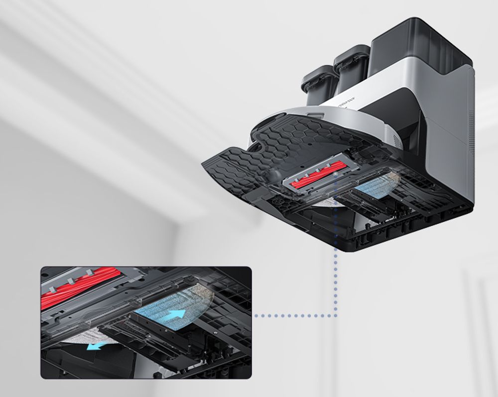Roborock QV 35A Staubsauger Roboter mit Wischfunktion&Hebarem Wischmopp 8.000pa (Upgrade von Qrevo/Qrevo Plus),Anti-Verfilzungsbürste, All-in-One Dock