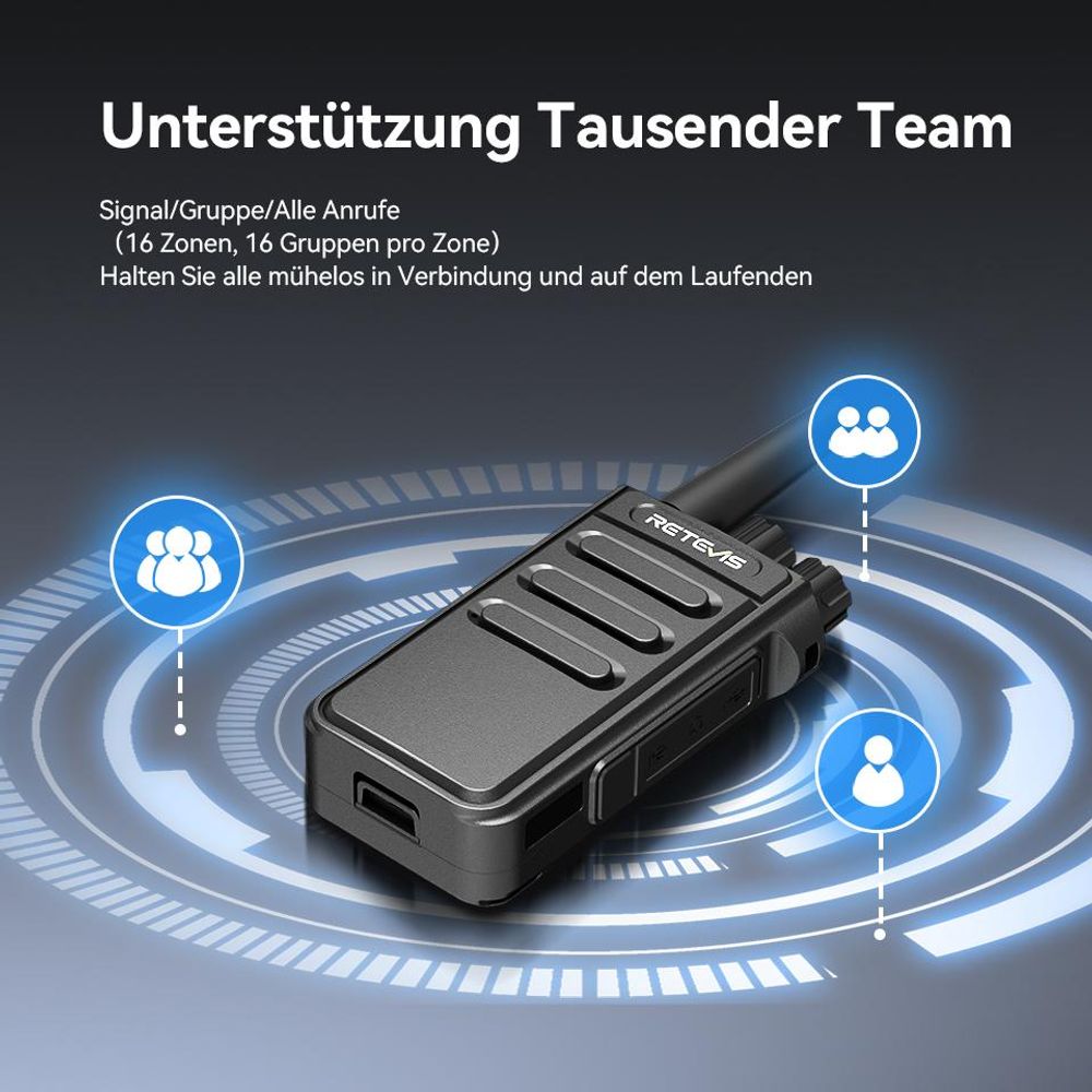 Retevis MateTalk P64 Digitale-Funkgerät, Professionelles PMR Funkgerät, Digital & Analog, Gruppenruf, VOX, Sicherheit(5er-Pack)
