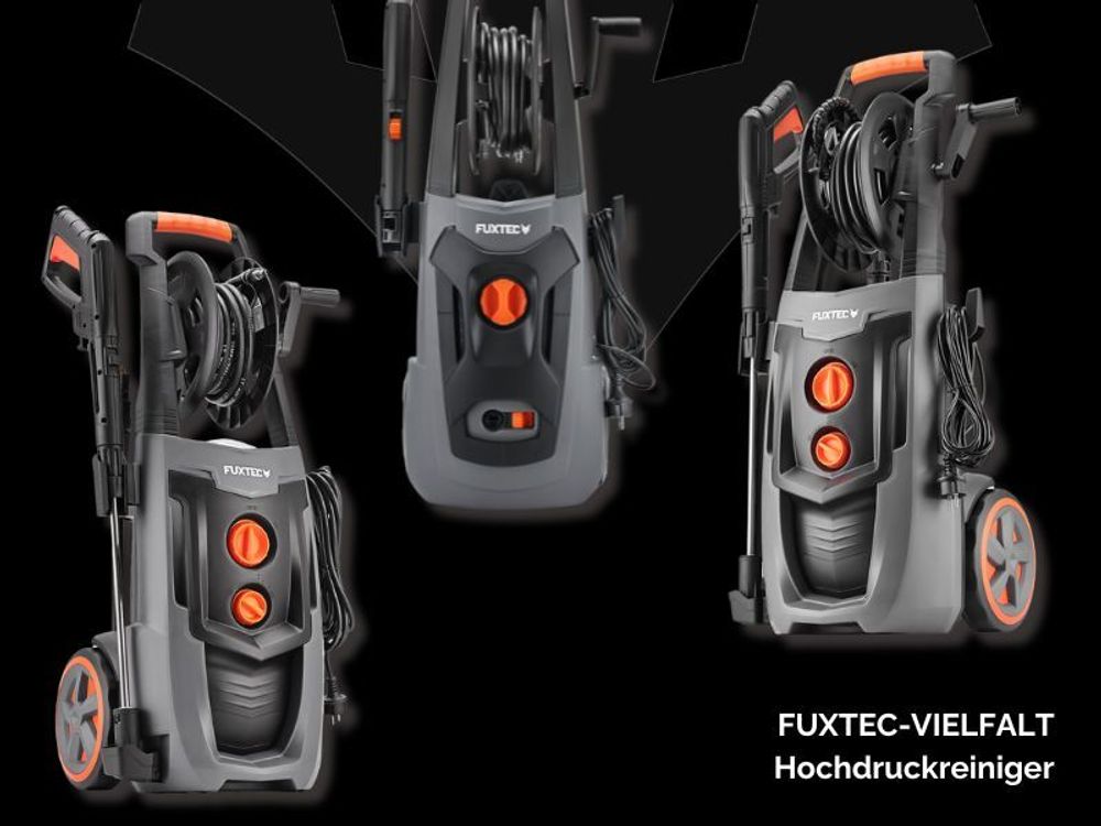 FUXTEC Profi-Hochdruckreiniger FX-HDRP2500 - 7m Hochdruckschlauch | 195 bar | Fördermenge 468l/h | 2500W Leistung | integrierter Reinigungstank