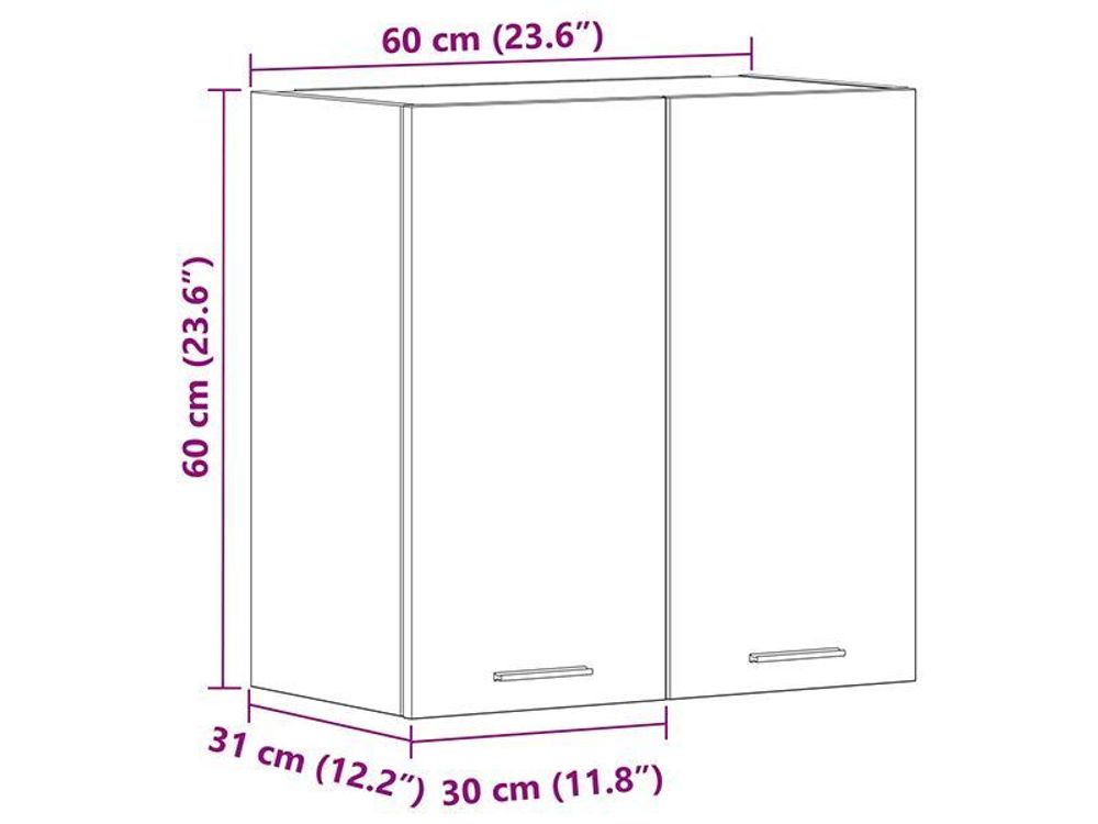 vidaXL Küchenwandschrank Betongrau 60x31x60 cm Holzwerkstoff