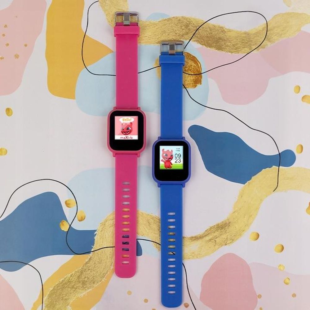 Maxlife Smart watch Kinder Smartwatch für Kinder und Jugendliche Telefon Bluetooth mit app Fit4Kid IP68 Uhr Smartwatch Armbanduhr Kinder Schritt, Zeit, Datum, Musik-Management,Alarm,3 Spiele Blau