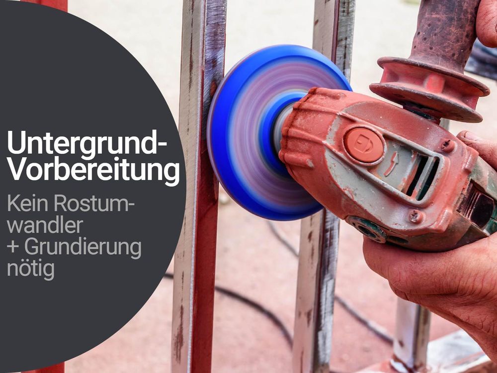 Schleifen von Metall – Untergrundvorbereitung ohne Rostumwandler nötig.