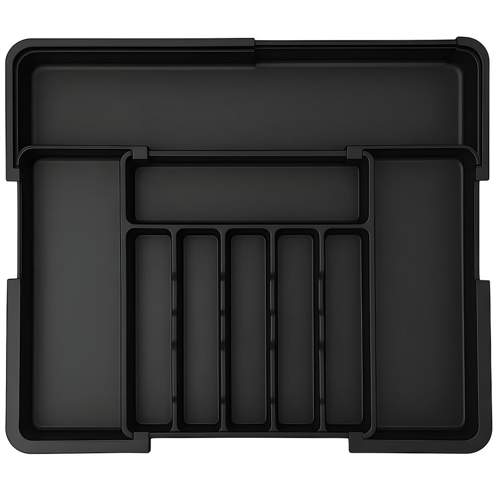 WELLHAUS - Ausziehbare, verstellbare Besteck- und Küchenschubladen - flexibles Raumwunder für Ihre Küche (Schwarz)