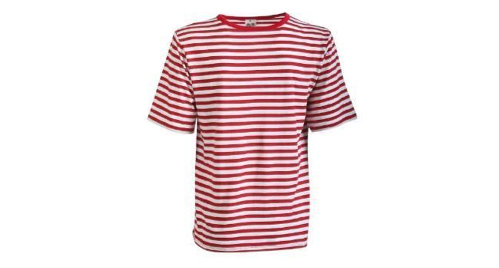 Kurzarm Ringel-​Shirt rot/weiß | 100% Baumwolle, Größe M - XXL | Matrose, Freche Göre, Clown (XL)