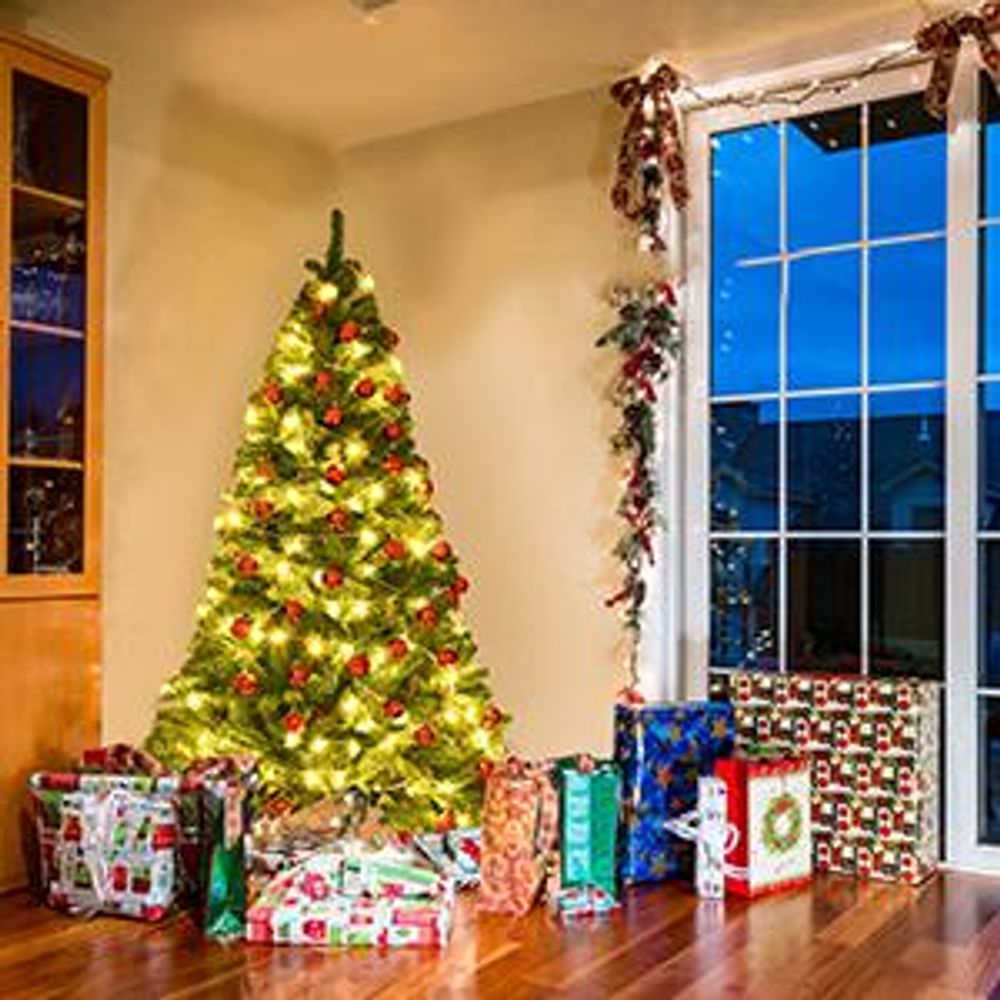 GOPLUS Künstlicher Weihnachtsbaum 180cm - Dichter PVC-Tannenbaum Mit Metallständer | Schnellaufbau