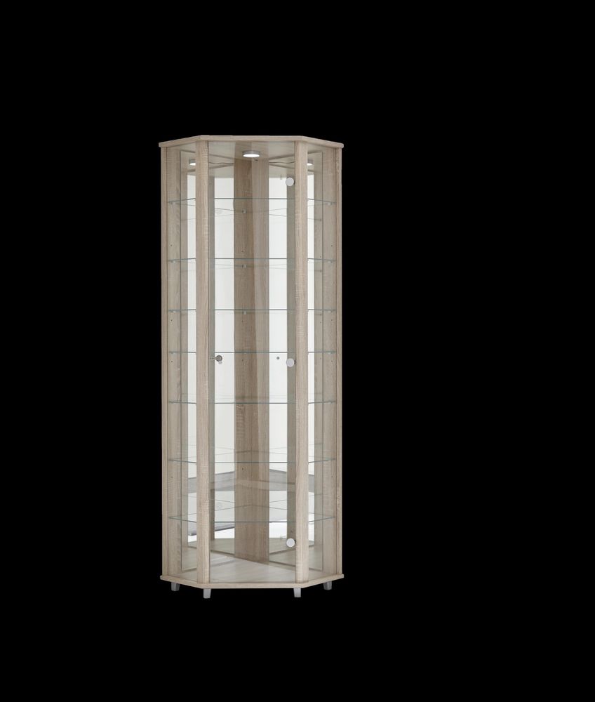 Eckvitrine "Berlin II" – moderne Glasvitrine mit ESG-Glastür und viel Stauraum
