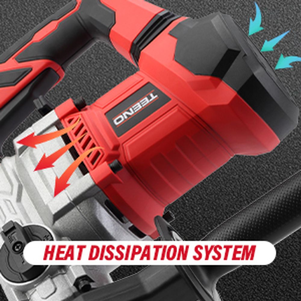 TEENO SDS-Plus 1500W Bohrhammer mit 6-Gang-Geschwindigkeiten, 4 Funktionen und Sicherheitskupplung – Professionelles Werkzeug für Beton, Metall usw.
