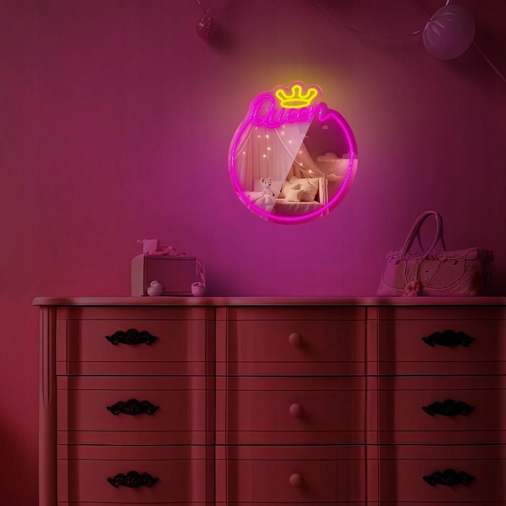 Forever Light LED luce decorativa al neon con specchio decorazione murale Queen