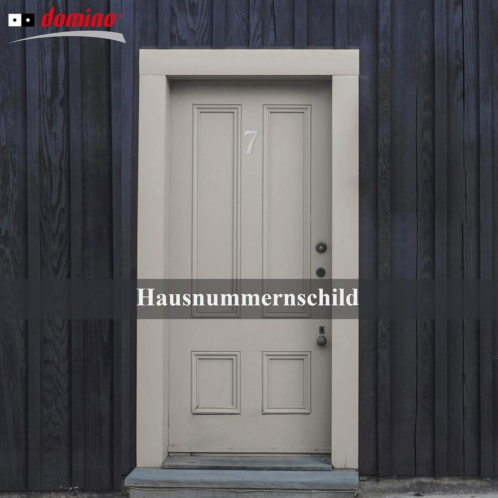 DOMINO Hausnummer Briefkasten Selbstklebend – 5 | 3D Türnummer Adressnummern Aufkleber | Hausnummern Klebend | Klebezahlen Wetterfest | Zahlen zum Aufkleben | Hausnummernschild | PCV | Silber