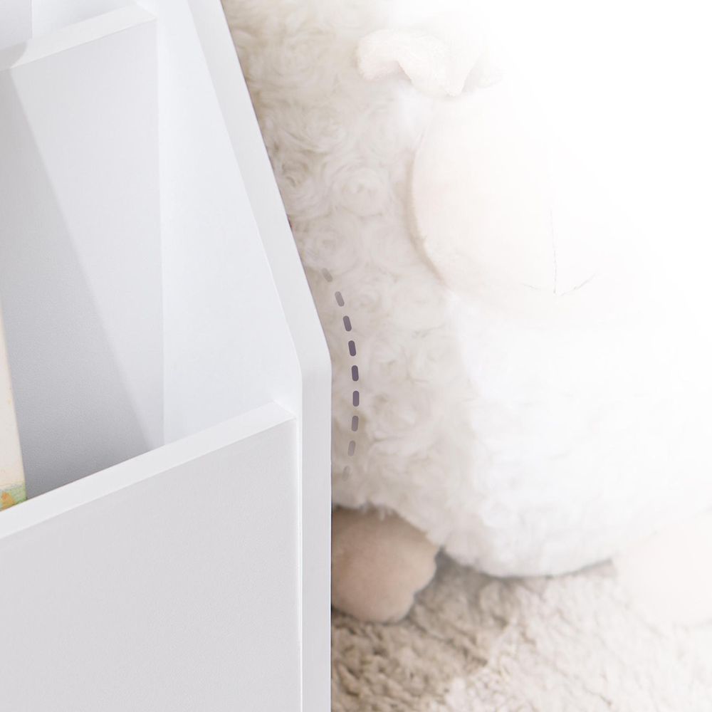 SoBuy Bücherregal Kinder Montessori Kinderregal mit 4 offenen Fächer 1 Ablagefächern Kinderzimmer Spielzeug Aufbewahrung Hängefächerregal KMB32-K-W