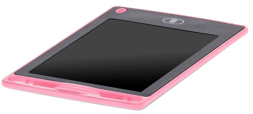 Detail držáku na stylus v dolní části růžového tabletu.