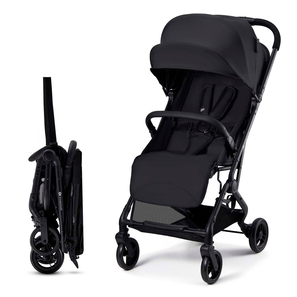 Kinderkraft INDY 3 Buggy - Ab der Geburt bis 15 kg - Leichter und kompakter - Einhändiges Zusammenklappen - Schwarz