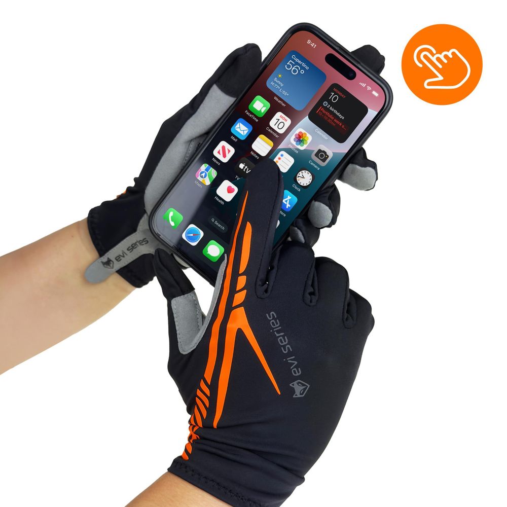 Fahrradhandschuhe L/XL Lange Finger mit Gel-Polsterung, Touchscreen Radhandschuhe reflektierend & atmungsaktiv, EVI BIKE ActiveTouch
