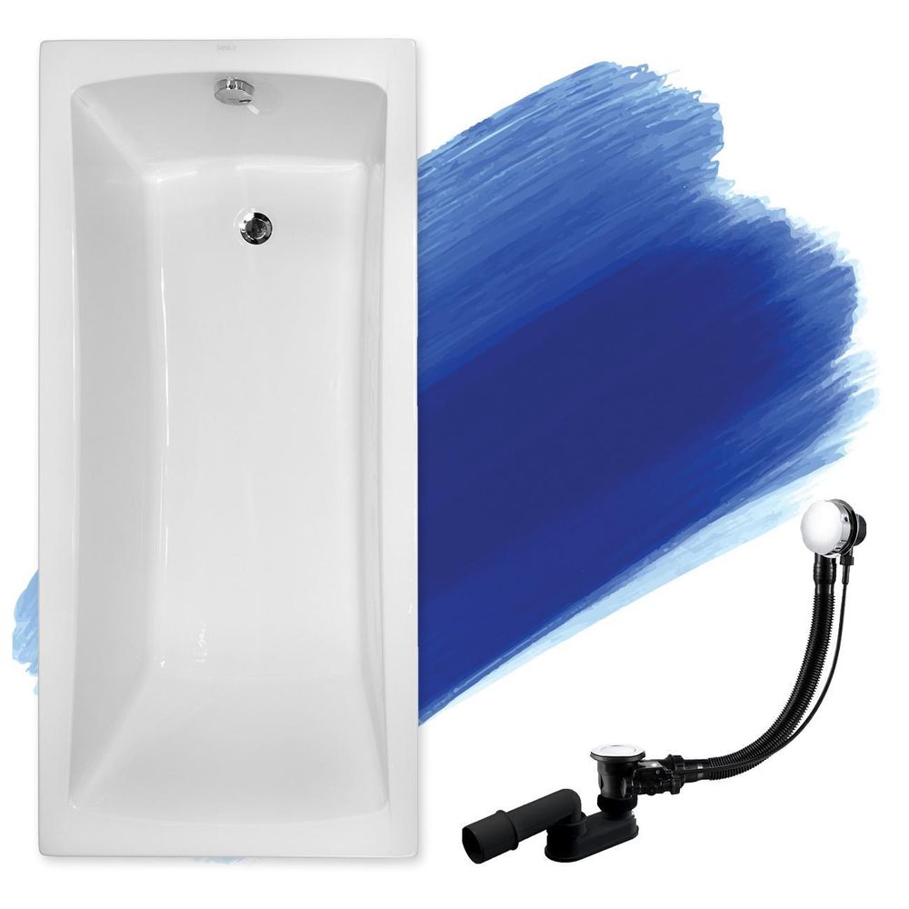 Weiß Eckbadewanne mit modernem, dargestellt mit einem schwarzen Ablauf