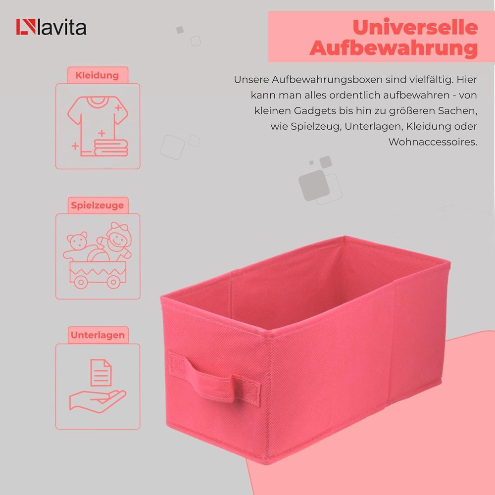 Lavita Storage Box | faltbare Aufbewahrung Boxen 15 x 31 x 15 cm | Schubladen-Organizer Box| Ordnungssysteme für Kleidung | Kleideraufbewahrung & Organisation | dunkelpink | 4 stück