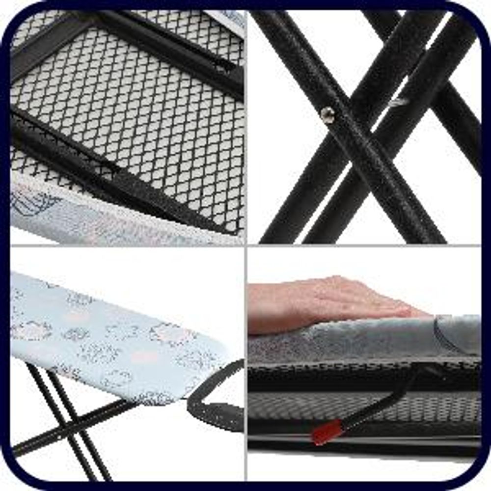 KADAX Bügelbrett "Esio", Bügeltisch, Dampfbügelbrett mit Antirutschfüßen und höhenverstellbarer, 160 cm, Blau